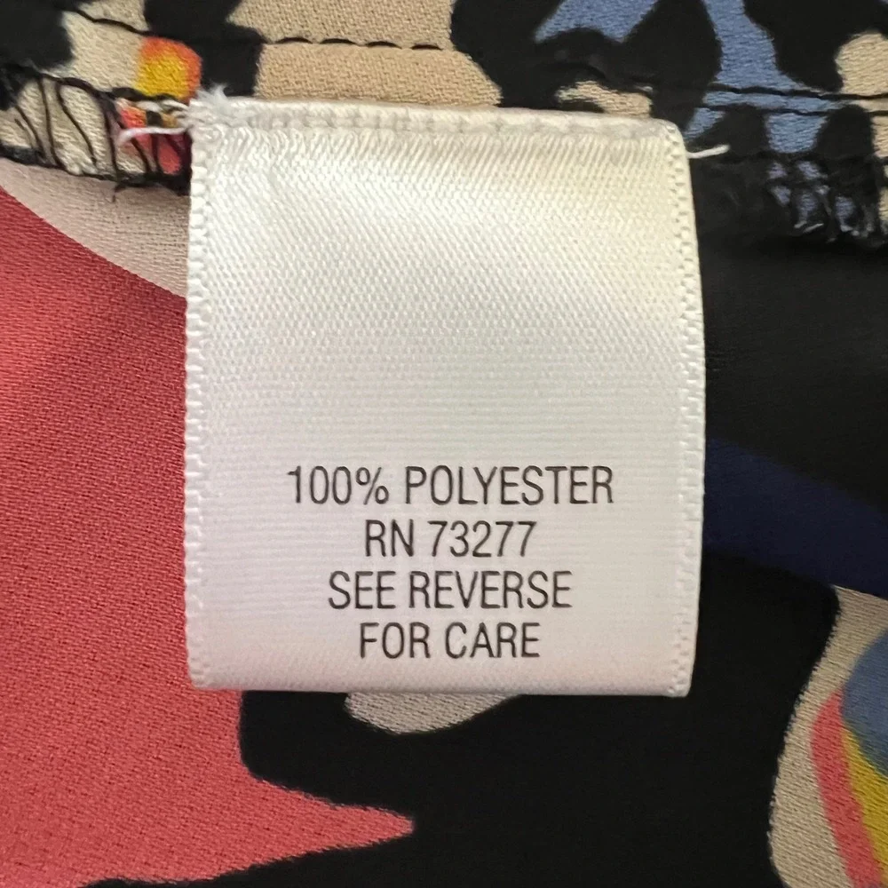 Dana Buchman Womens XL Abstract Floral Button Up Blouse Multicolor Long Sleeve - Picture 8 of 9